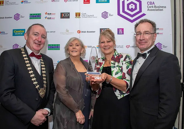 Pinocchios Toys and Gift founders accepting the Cork Business of the Year award